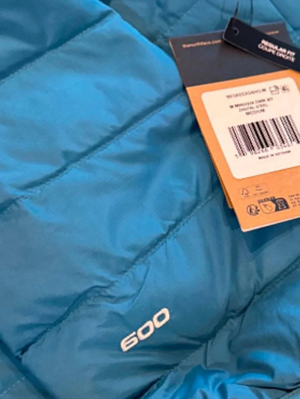 The North Face Men' Minoqua Down Jacket 600 fill DWR $220 in Digital Steel Blue